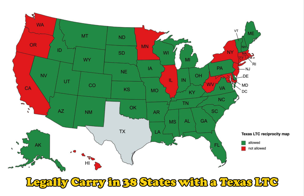 Legally Carry in 38 State with a Texas LTC